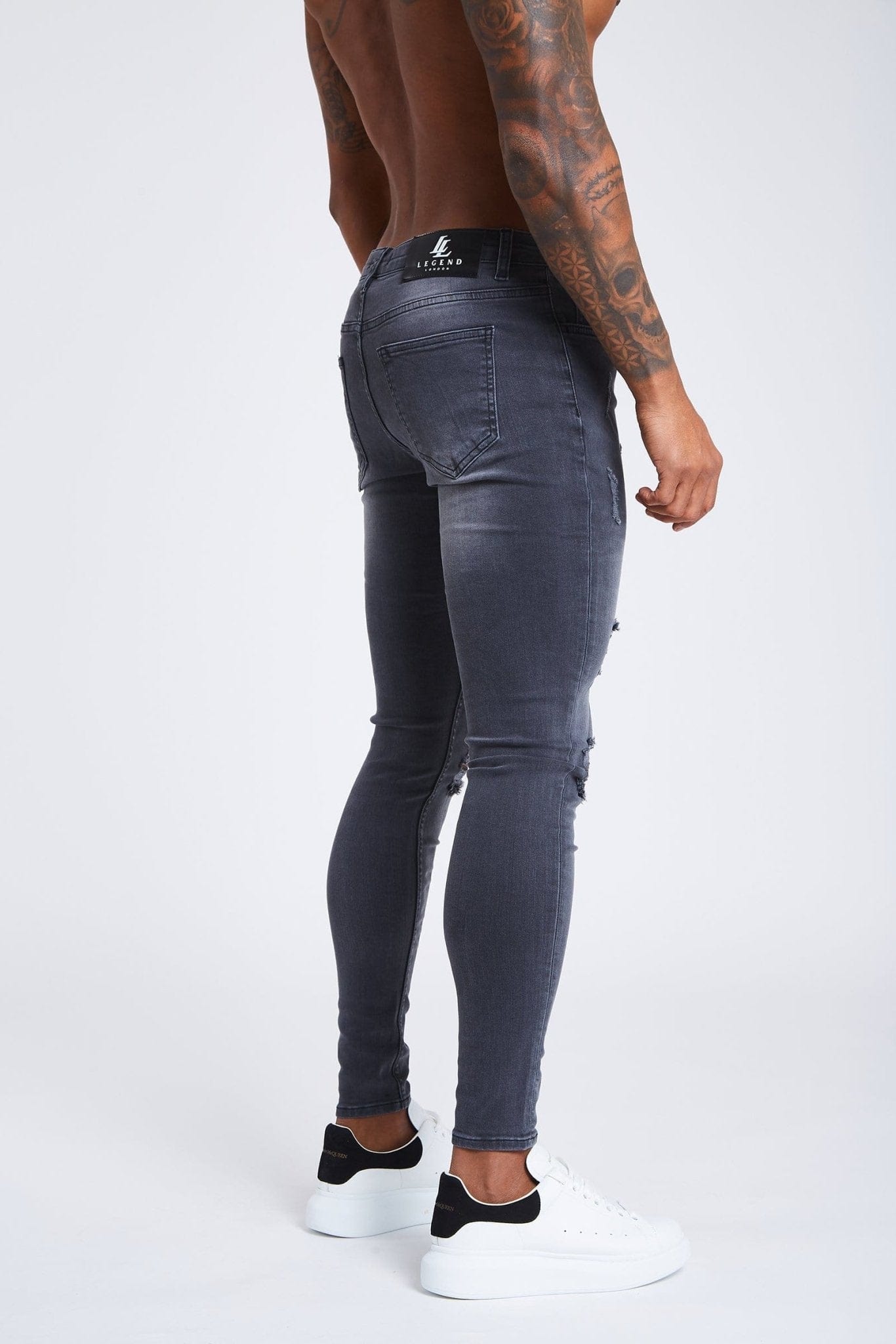 Legend London Jeans Light Grey Jeans - Ripped & Repaired