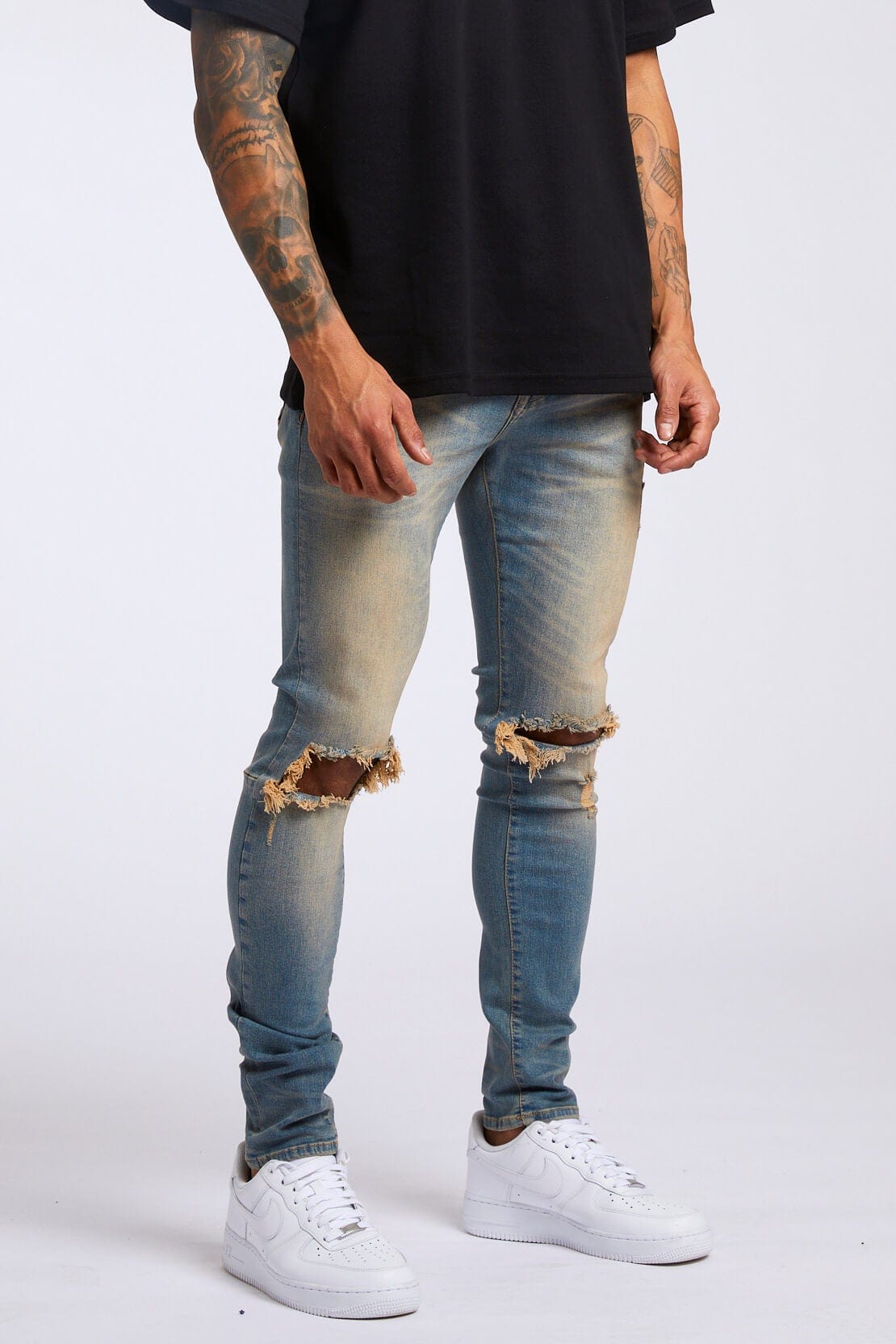 Legend London Slit Knee Black Jeans Legend London Guys Ripped Jean