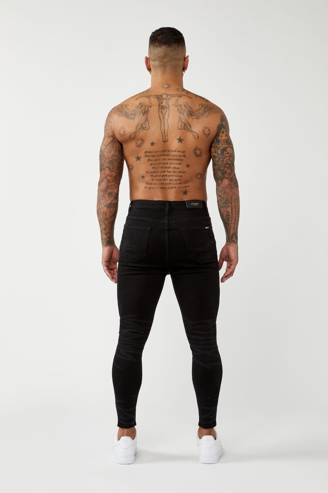 Legend London Jeans PREMIUM SPRAY-ON FIT JEANS - BLACK W/ WASH DETAILING