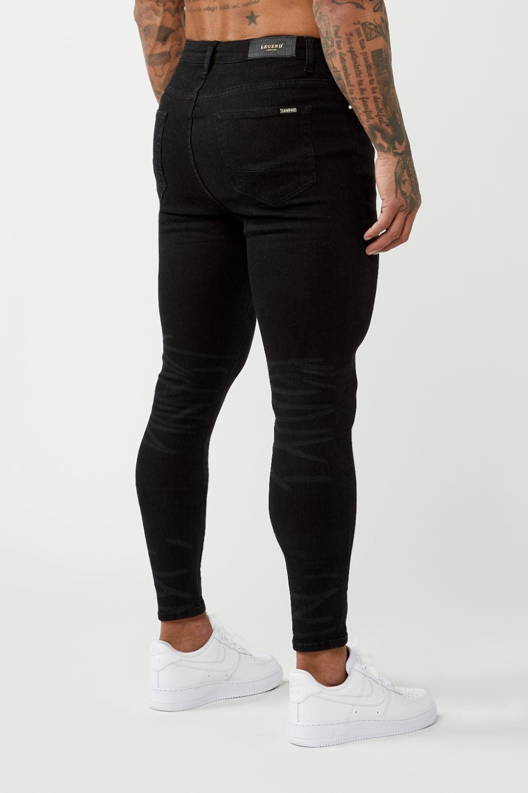 Legend London Jeans PREMIUM SPRAY-ON FIT JEANS - BLACK W/ WASH DETAILING