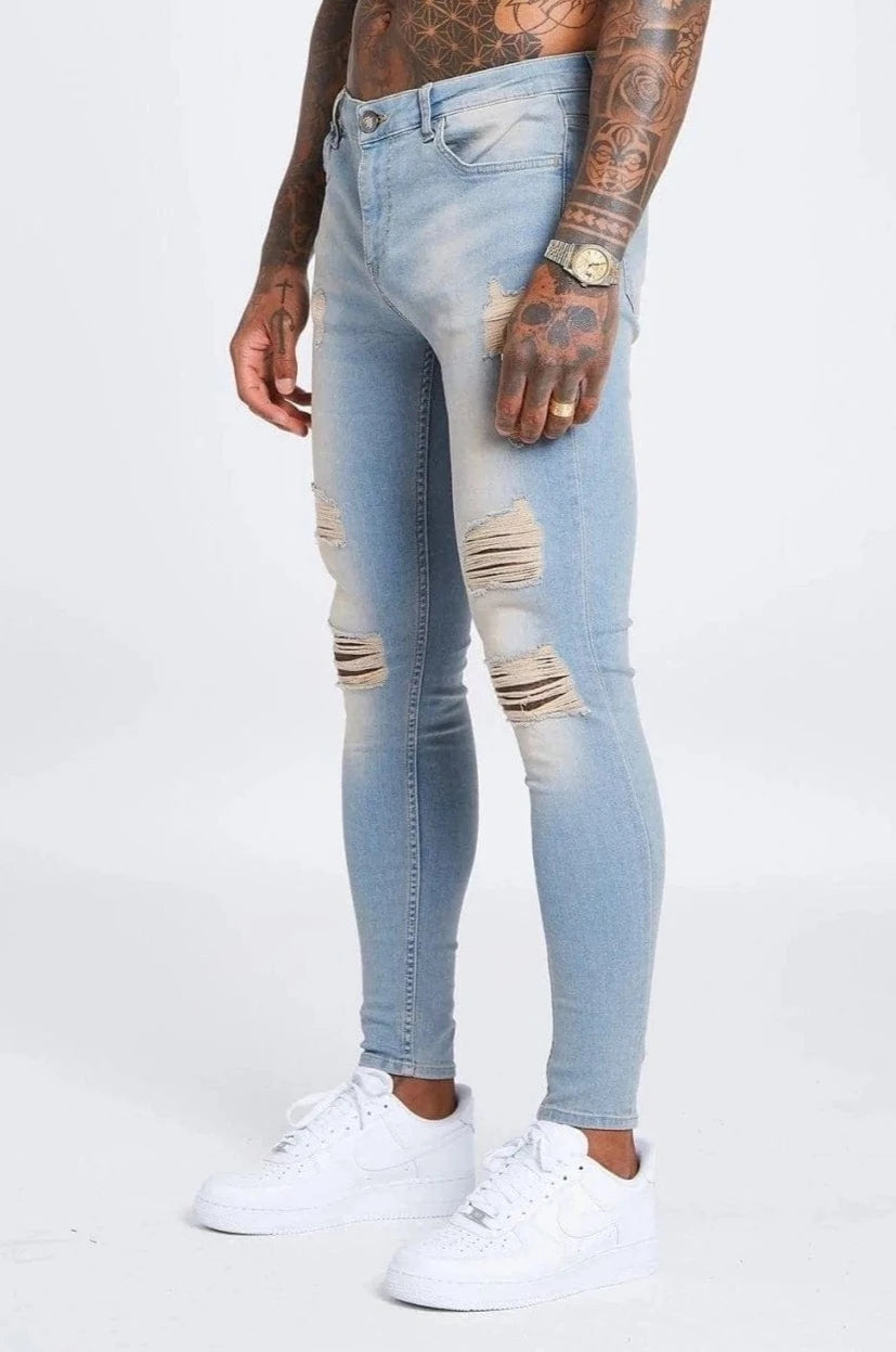 Legend London Jeans Stone Washed Jeans - Ripped & Repaired