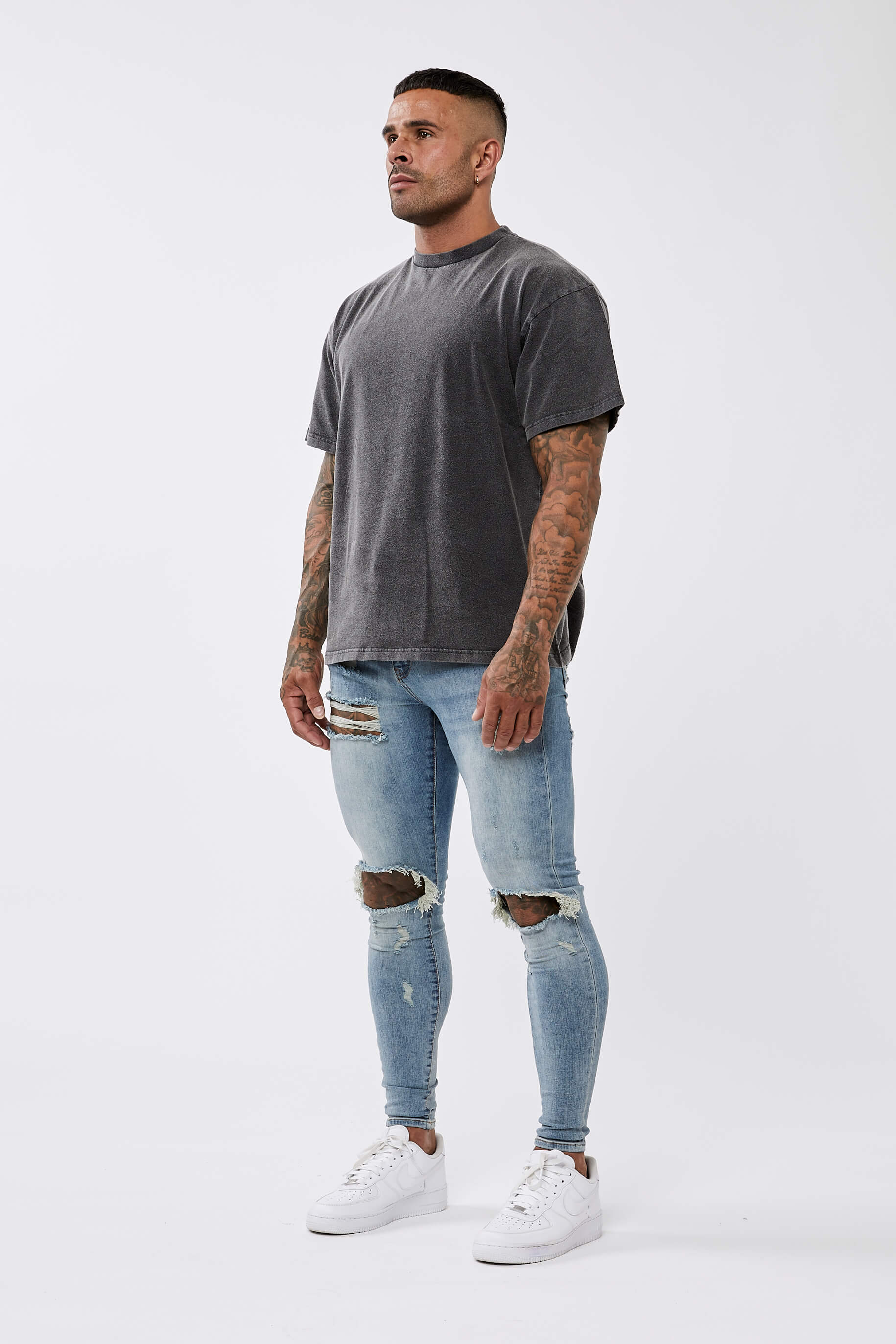 Legend London LEGEND* BASICS OVERSIZED T-SHIRT - WASHED GREY