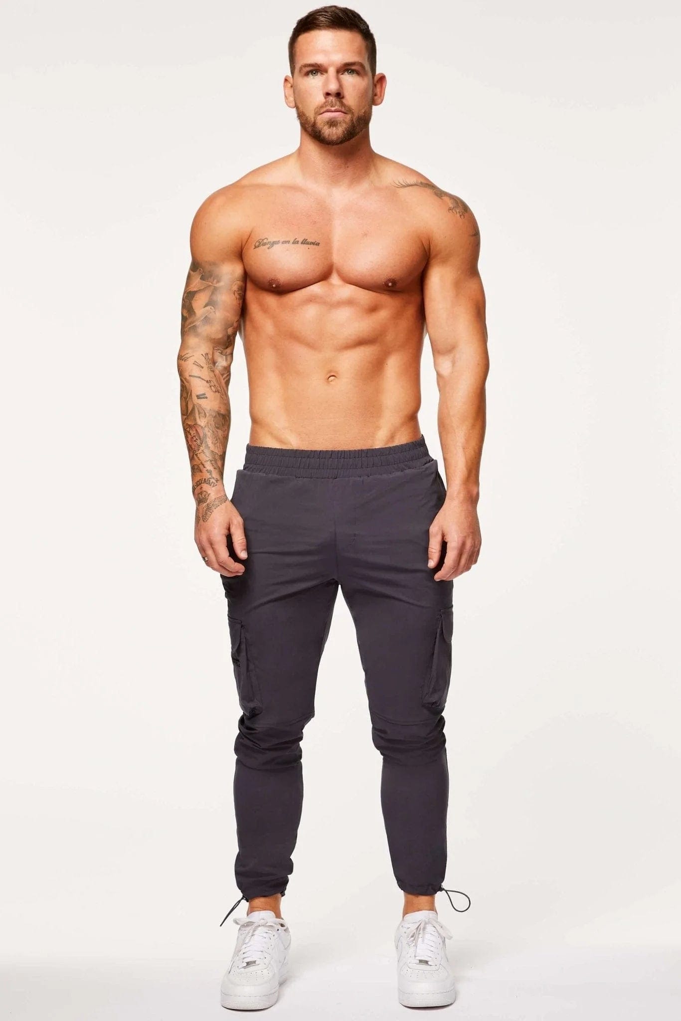 Legend London Trouser TECH STRETCH CARGO PANTS - DARK GREY