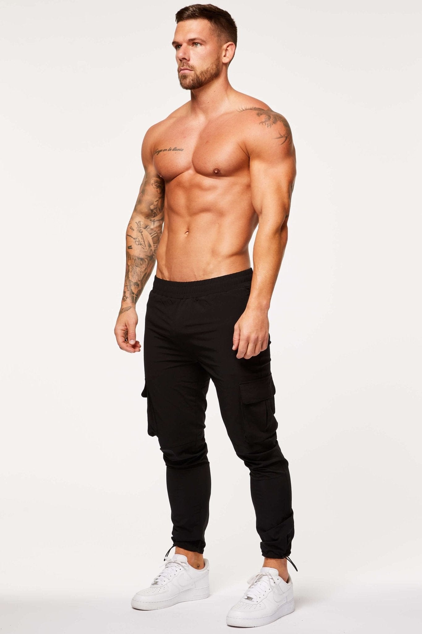 Legend London Trousers TECH STRETCH CARGO PANTS - BLACK