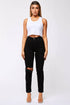 Legend London Womens Jeans STRAIGHT LEG JEANS - BLACK DESTROYED LEFT KNEE