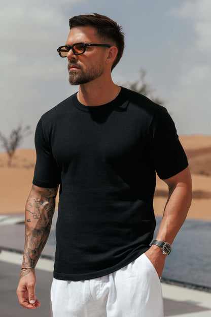 CAMISETA DE PUNTO - NEGRA