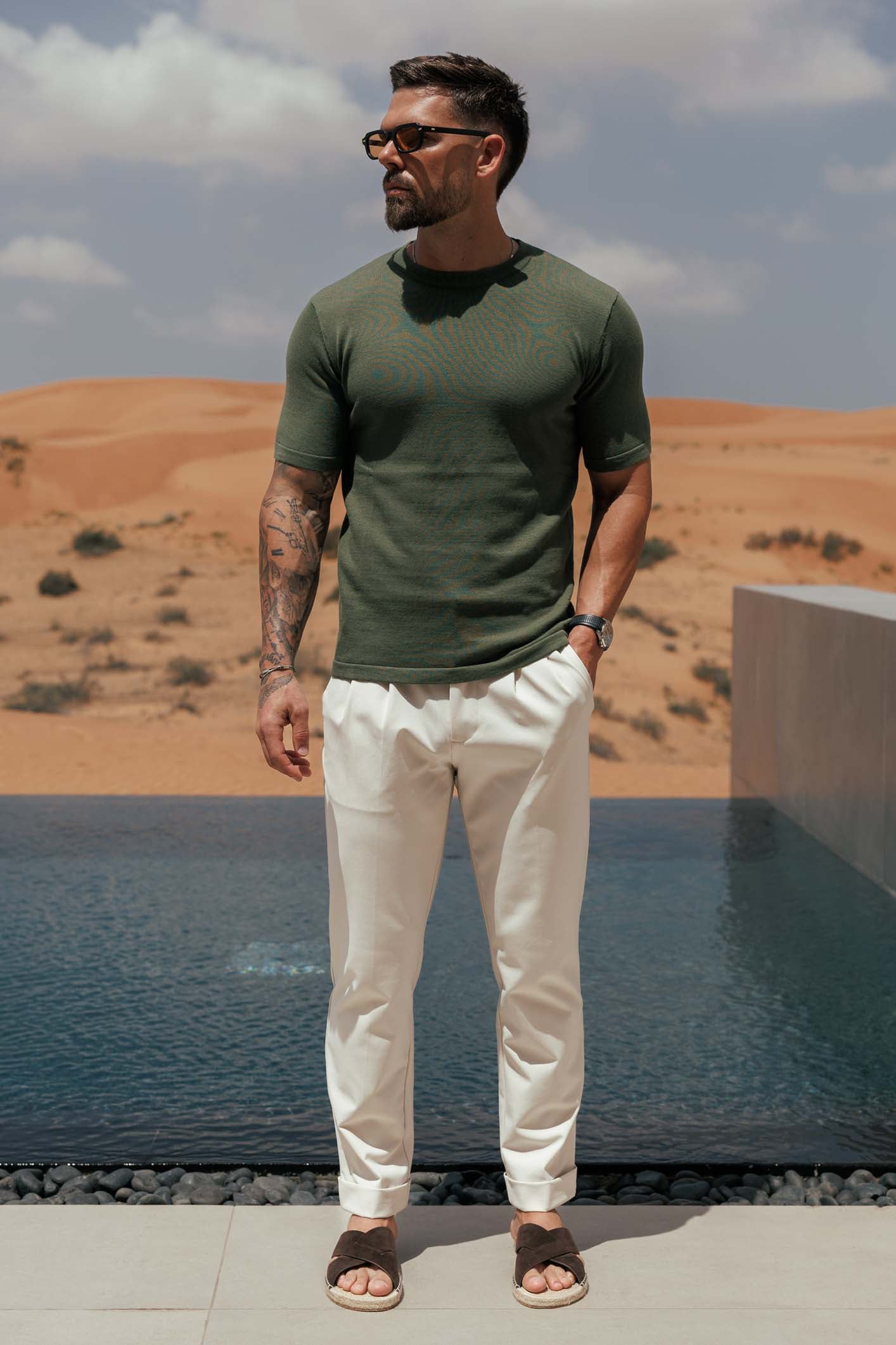 KNIT T-SHIRT - OLIVE