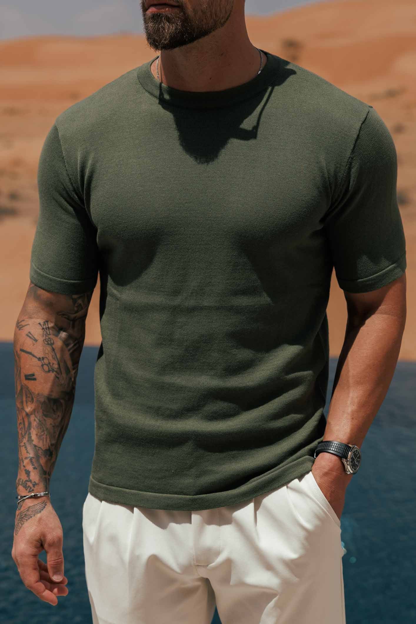 KNIT T-SHIRT - OLIVE