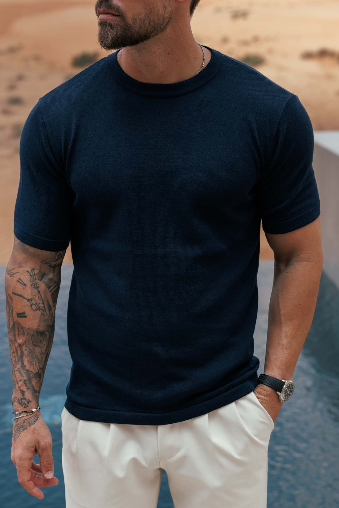 KNIT T-SHIRT - NAVY