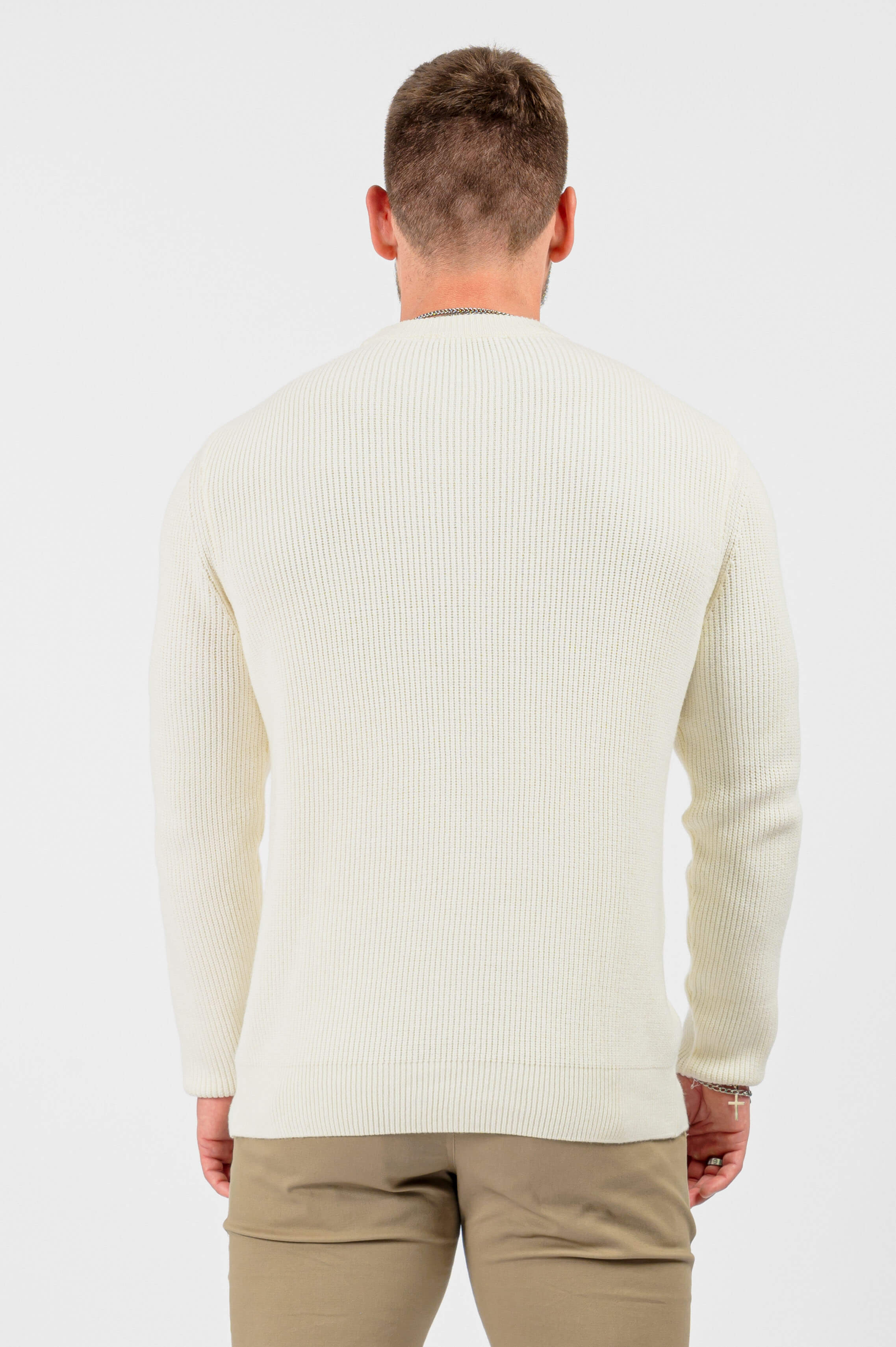 HABER KNITWEAR RIB KNIT LONG SLEEVE - CREAM