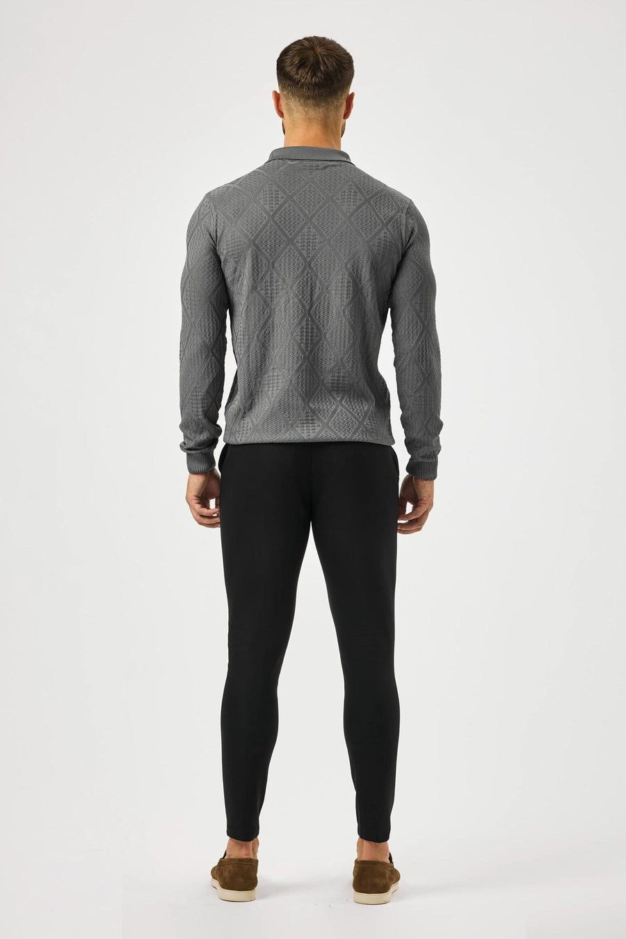 HABER Polo LONG SLEEVED DIAMOND JACQUARD POLO
