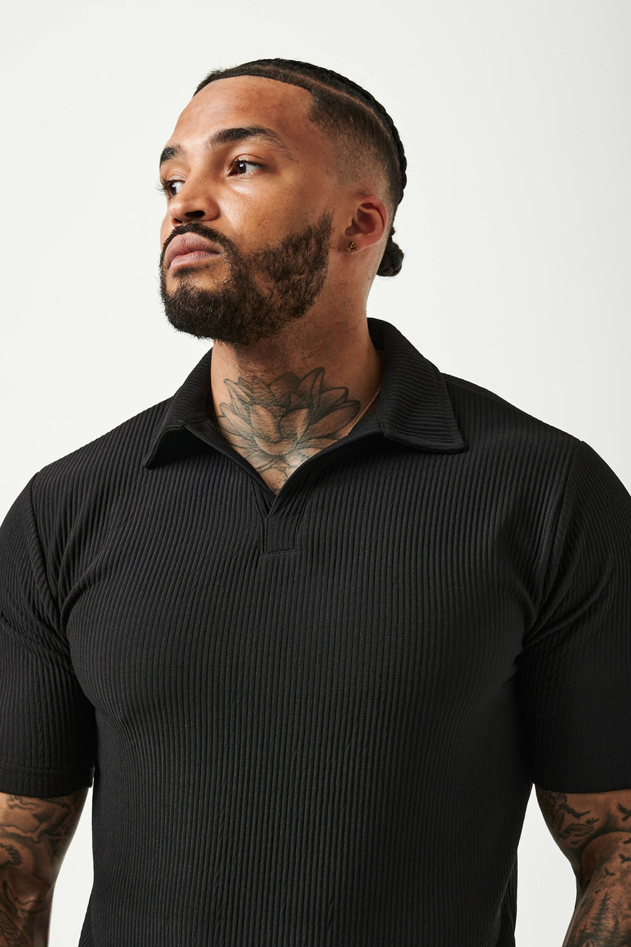 HABER Polo PLEATED POLO - BLACK