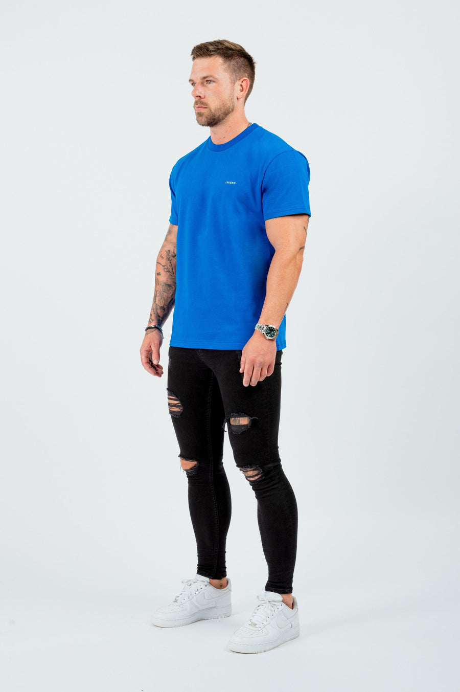 HABER T-SHIRT BASIC MUSCLE T-SHIRT - BLUE