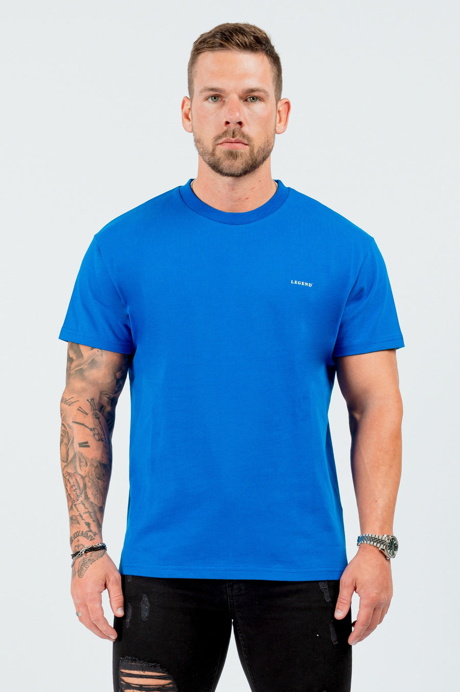 HABER T-SHIRT BASIC MUSCLE T-SHIRT - BLUE
