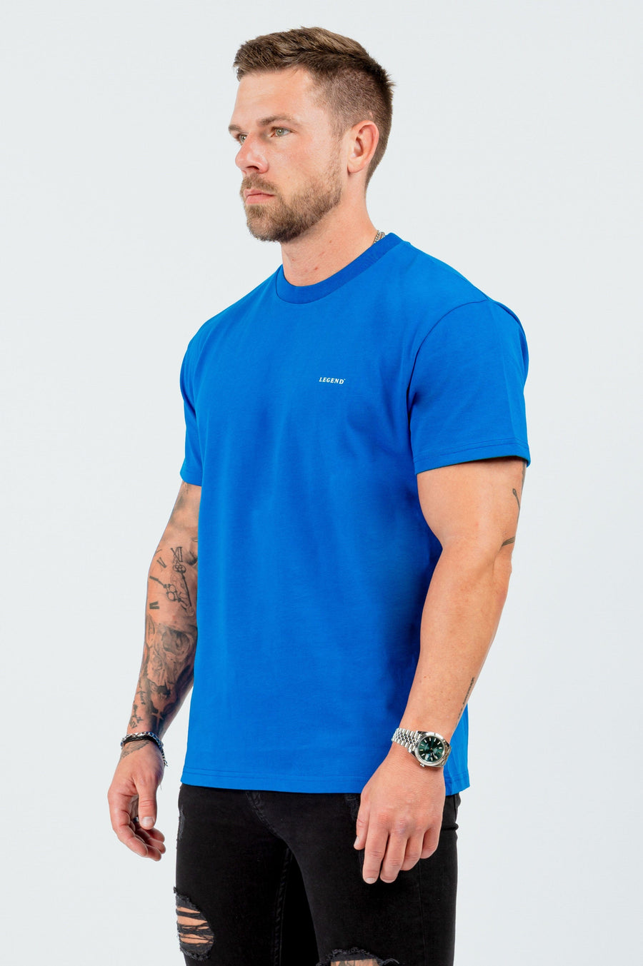 HABER T-SHIRT BASIC MUSCLE T-SHIRT - BLUE
