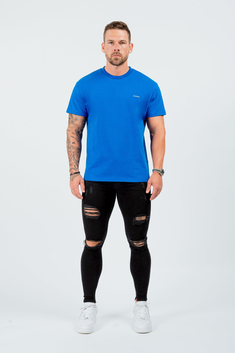 HABER T-SHIRT BASIC MUSCLE T-SHIRT - BLUE