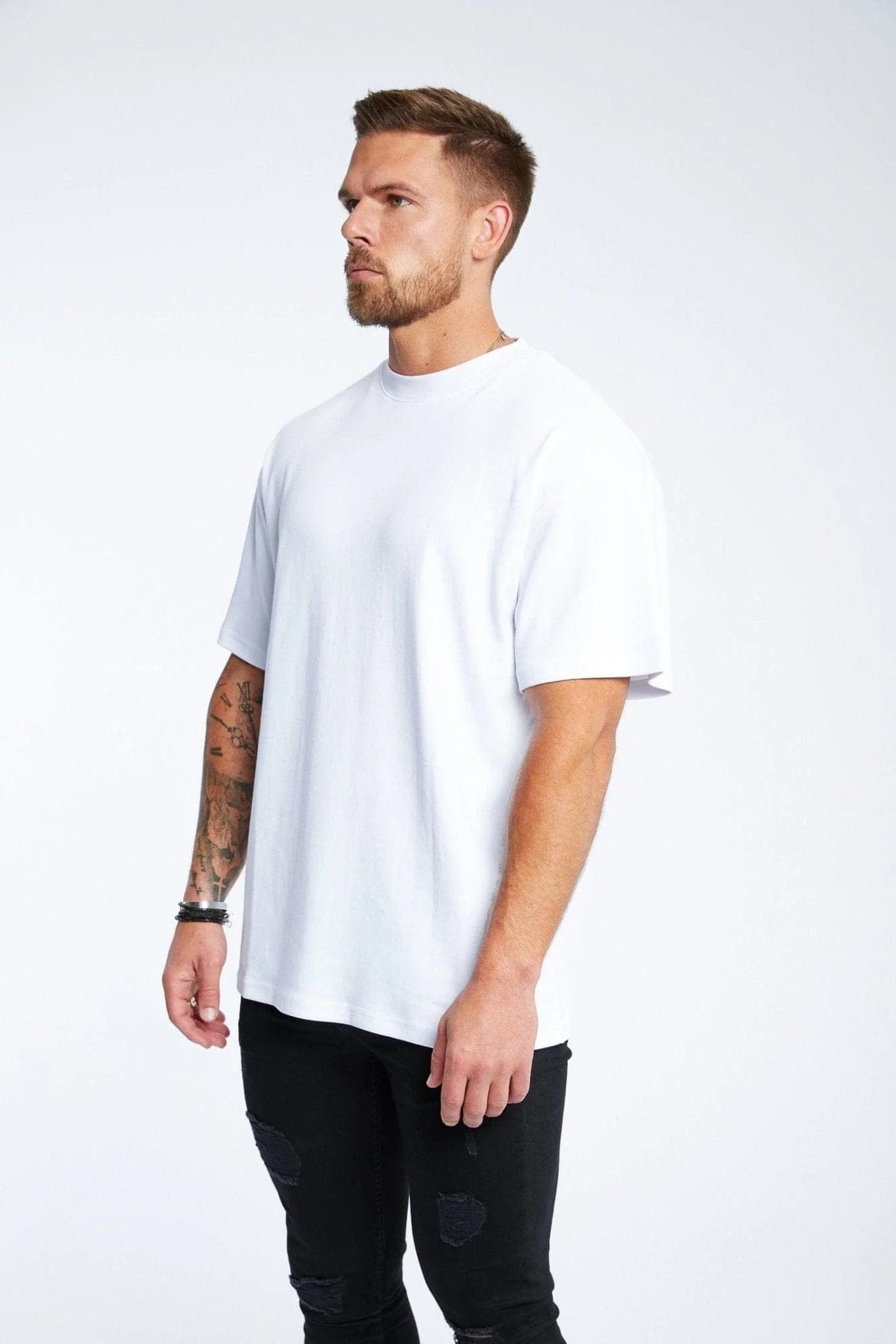 HABER T-SHIRT LEGEND* BASICS OVERSIZED T-SHIRT - WHITE