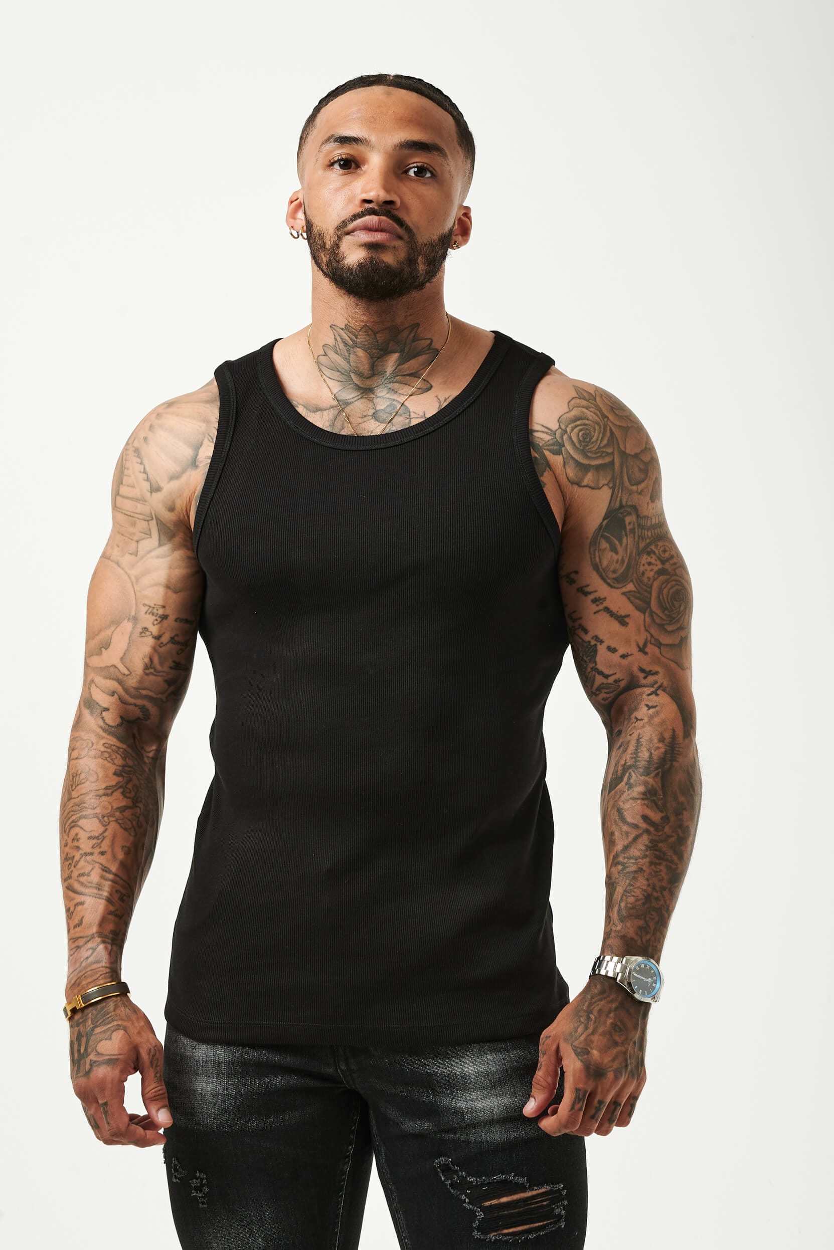 HABER Vest RIBBED VEST - BLACK