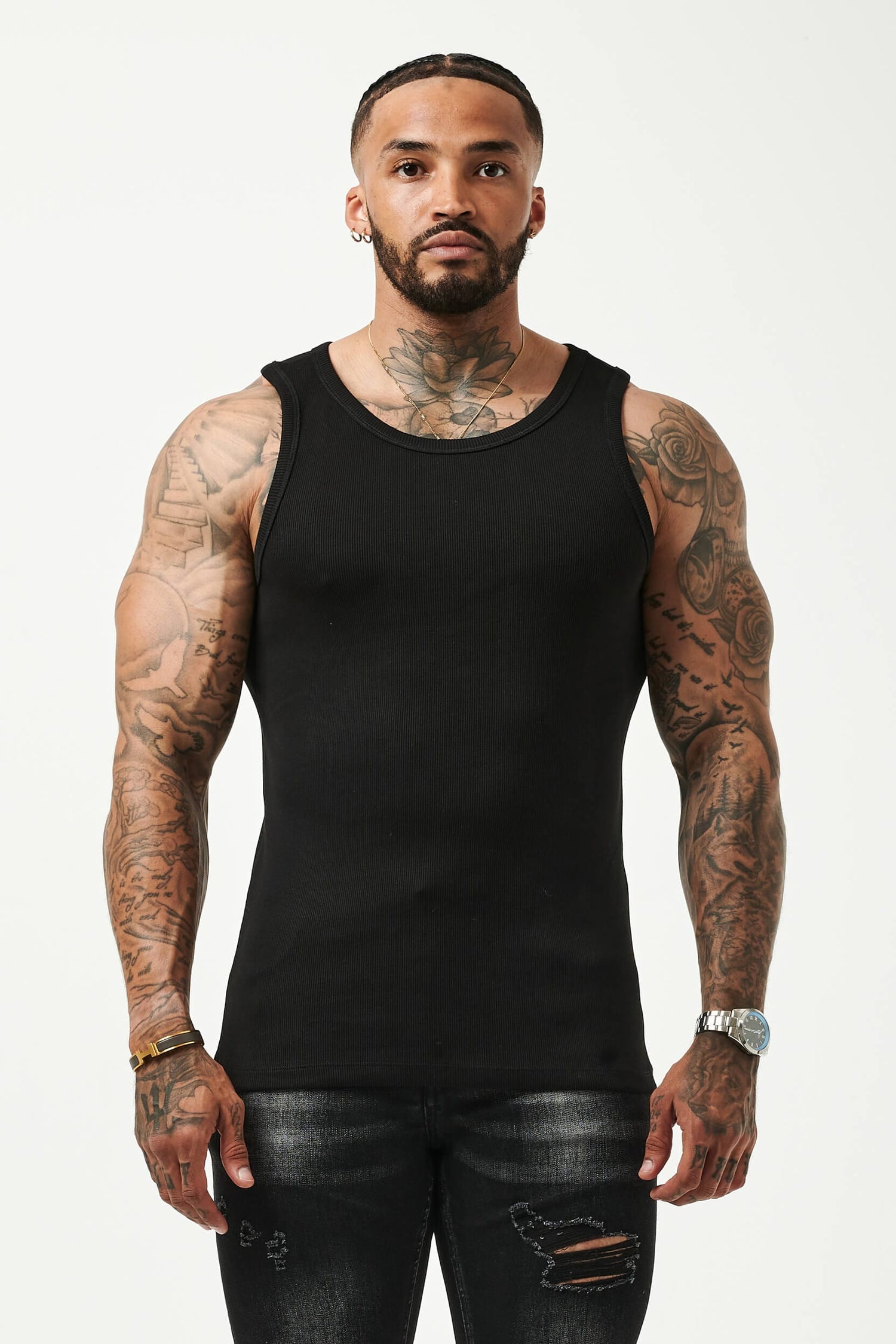 HABER Vest RIBBED VEST - BLACK