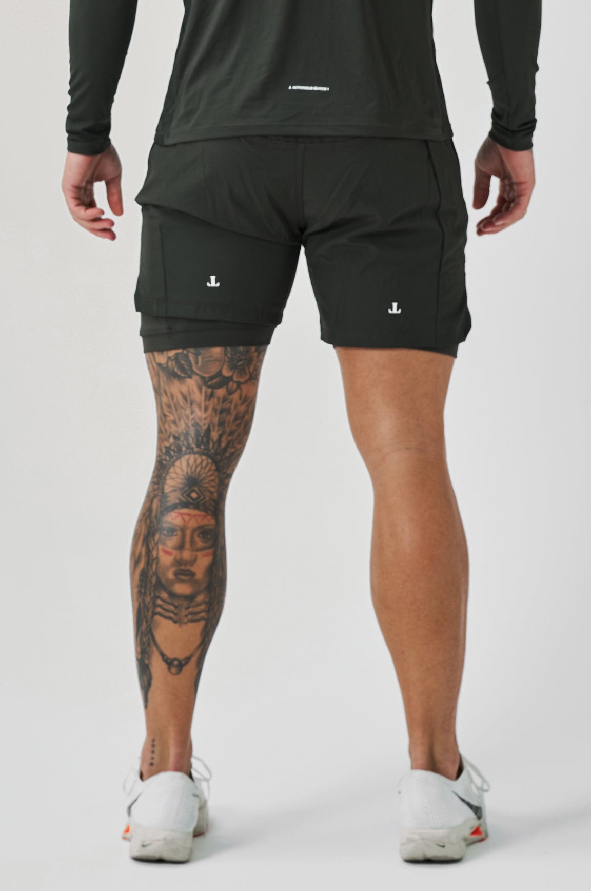 Legend London Activewear LEGEND ACTIVE DUAL LAYER SHORT - MILITARY KHAKI