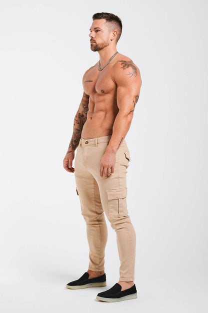 Legend London cargos STRETCH CARGO TROUSERS - BEIGE