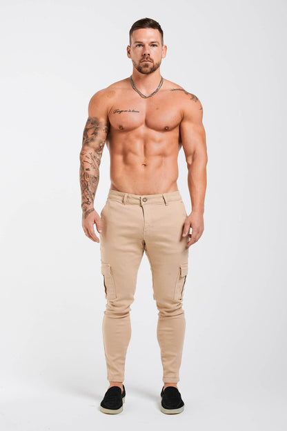 Legend London cargos STRETCH CARGO TROUSERS - BEIGE