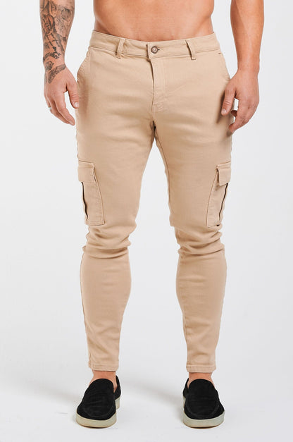 Legend London cargos STRETCH CARGO TROUSERS - BEIGE