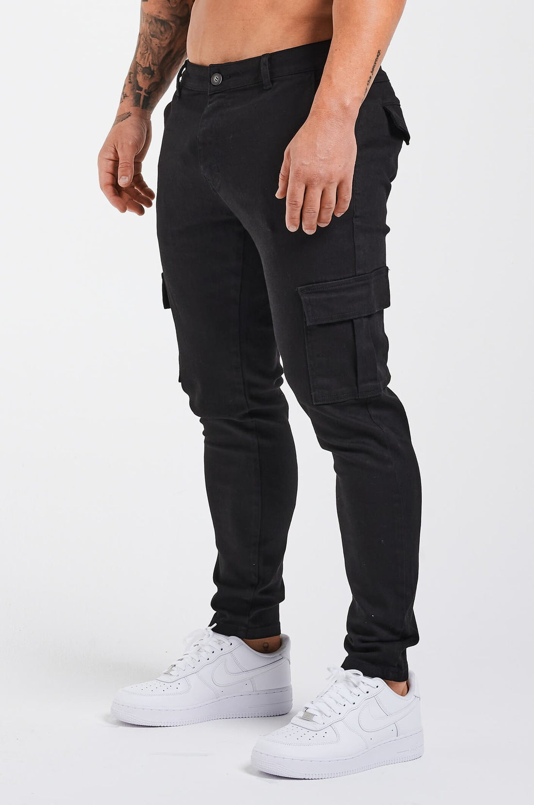 Legend London cargos STRETCH CARGO TROUSERS - BLACK