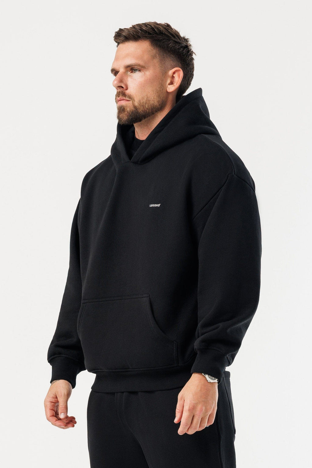 LEGEND LONDON Hoodie - PRINT PRINT HOODIE - BLACK