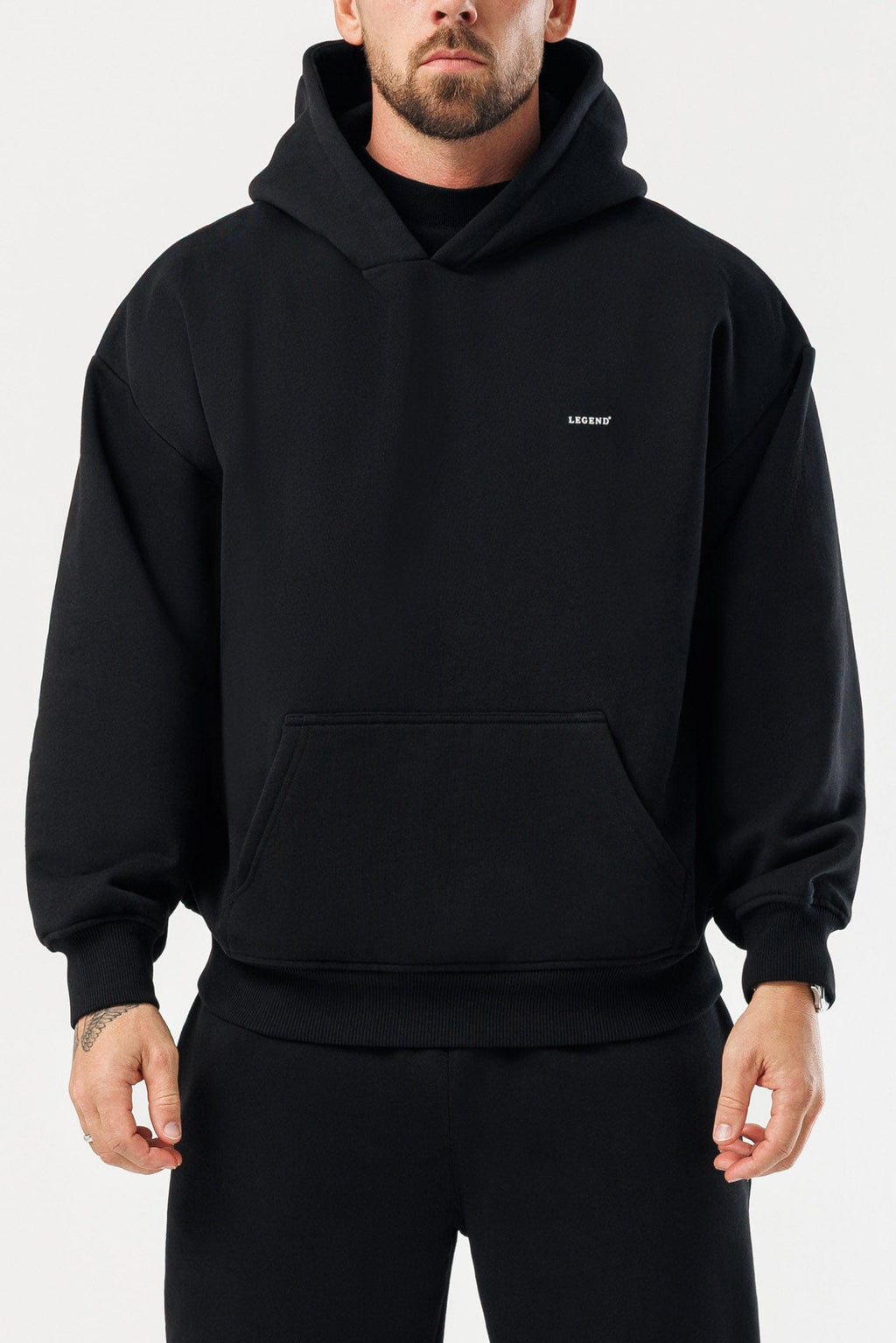LEGEND LONDON Hoodie - PRINT PRINT HOODIE - BLACK