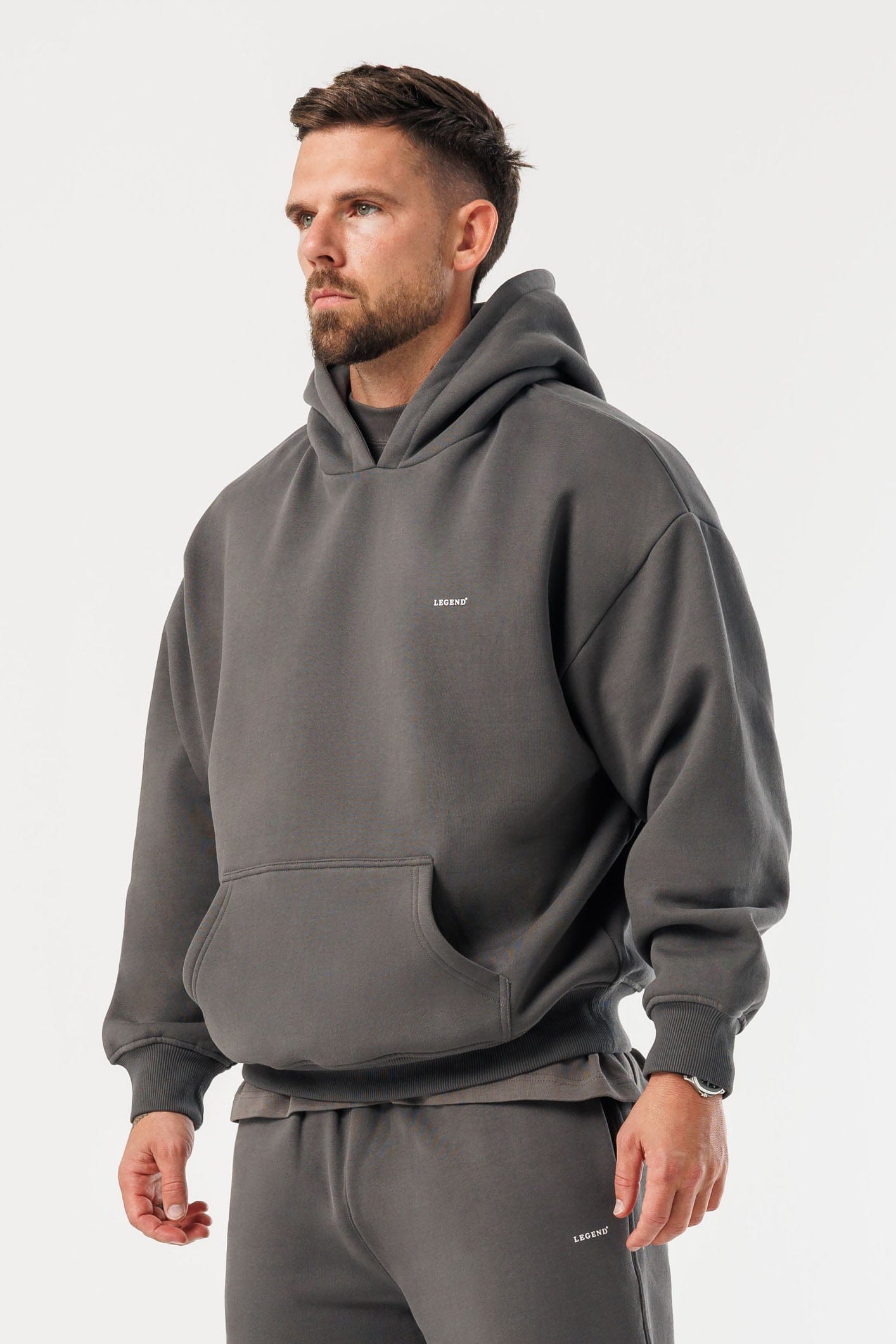 PRINT HOODIE - DARK GREY – Legend London