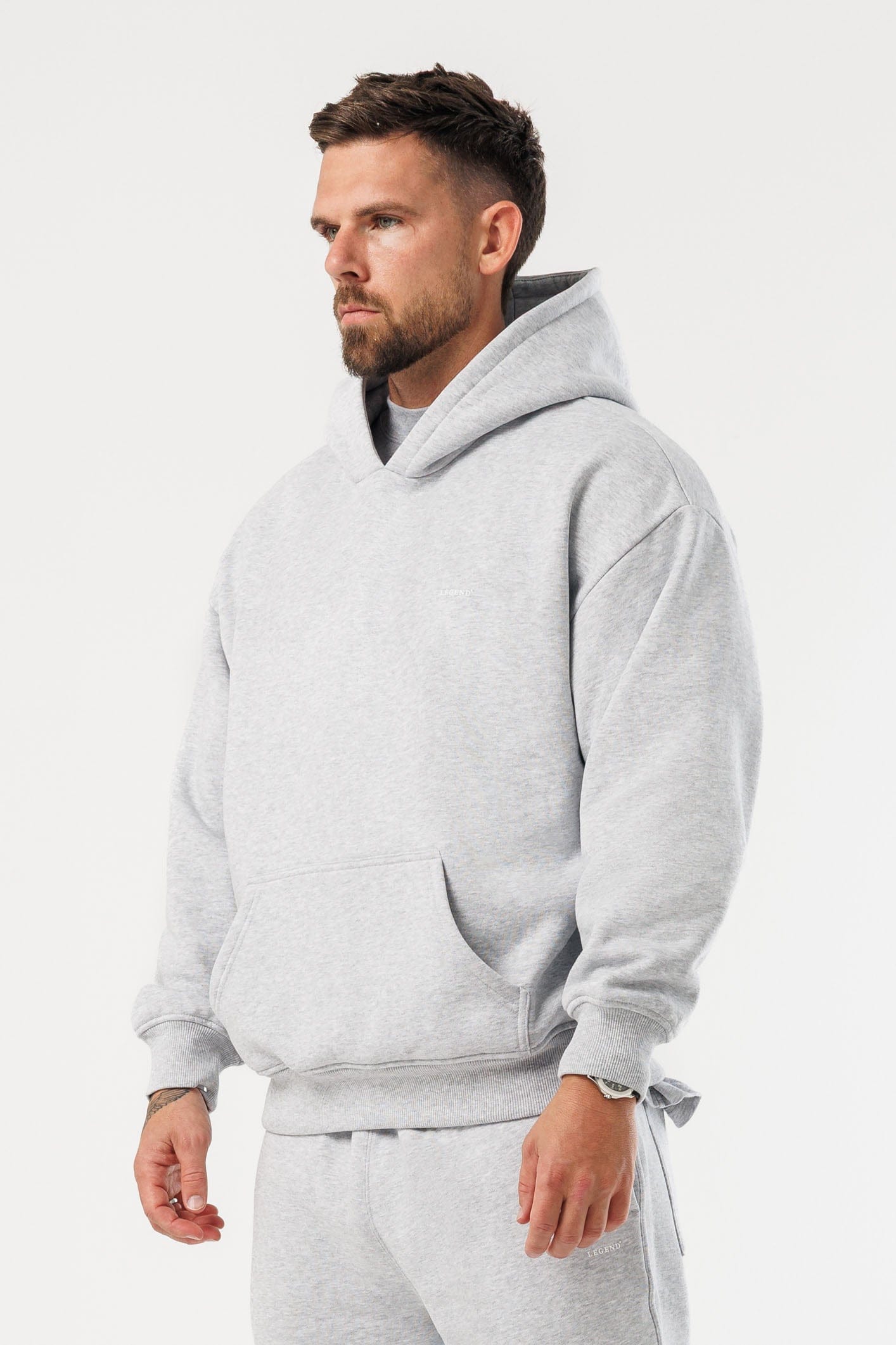 LEGEND LONDON Hoodie - PRINT PRINT HOODIE - GREY MARL