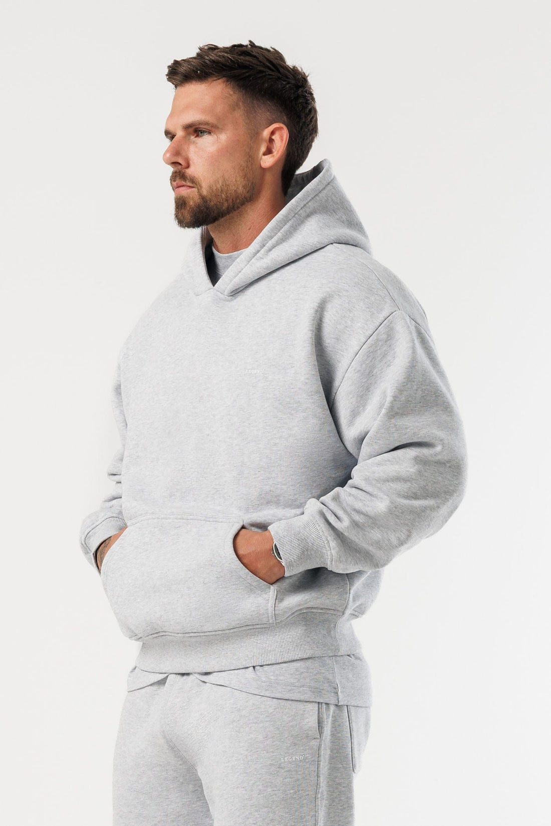 LEGEND LONDON Hoodie - PRINT PRINT HOODIE - GREY MARL