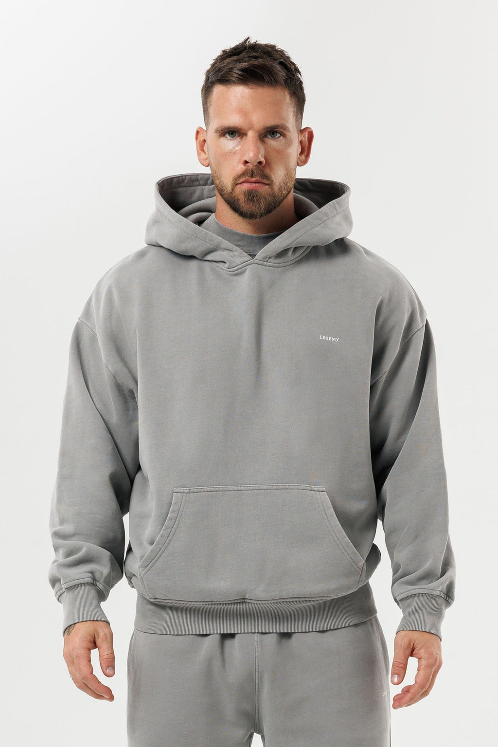 LEGEND LONDON Hoodie - PRINT PRINT HOODIE - WASHED GREY