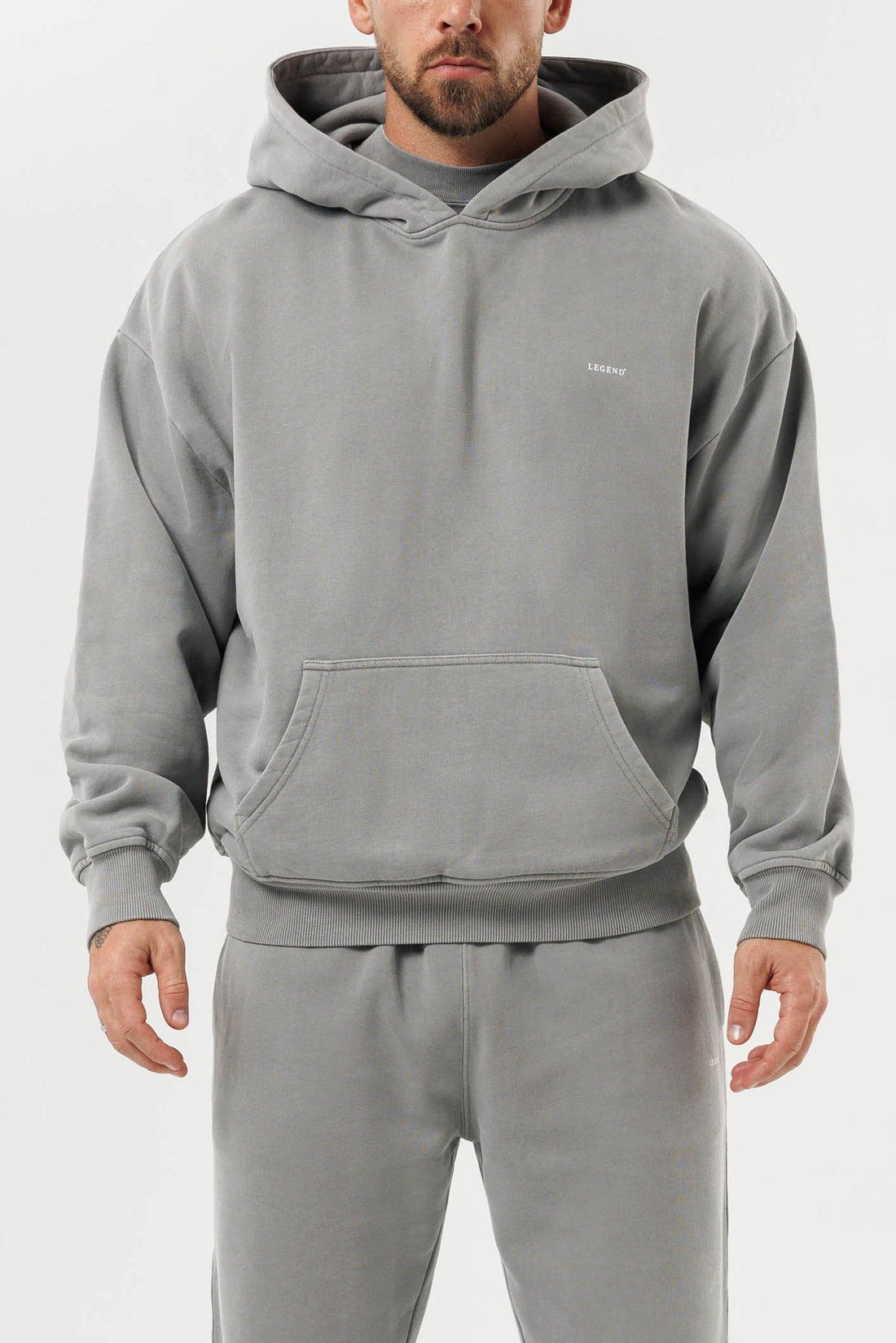 LEGEND LONDON Hoodie - PRINT PRINT HOODIE - WASHED GREY