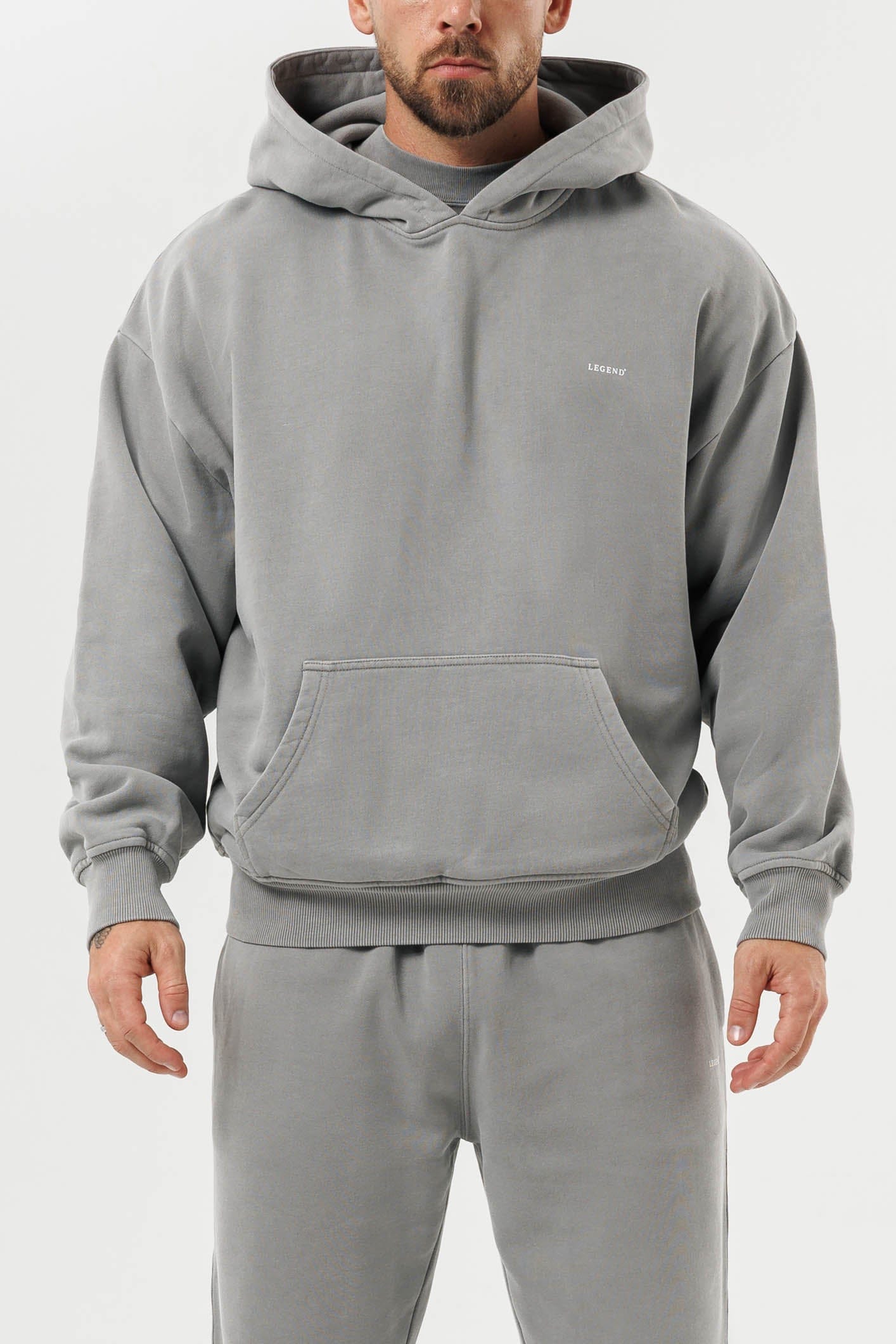 LEGEND LONDON Hoodie - PRINT PRINT HOODIE - WASHED GREY