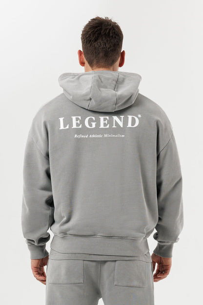 LEGEND LONDON Hoodie - PRINT PRINT HOODIE - WASHED GREY