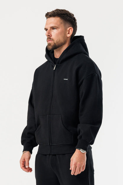 LEGEND LONDON Hoodie - ZIPPED ZIPPED HOODIE - BLACK
