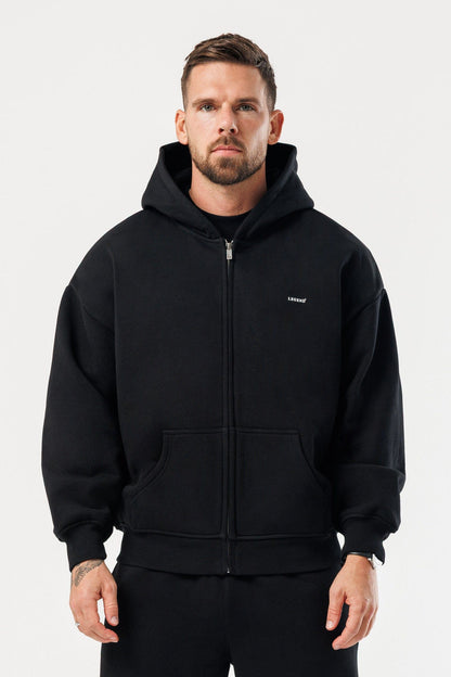 LEGEND LONDON Hoodie - ZIPPED ZIPPED HOODIE - BLACK