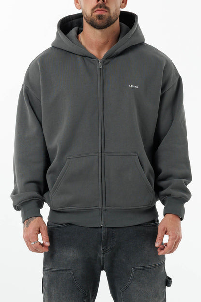 LEGEND LONDON Hoodie - ZIPPED ZIPPED HOODIE - DARK GREY