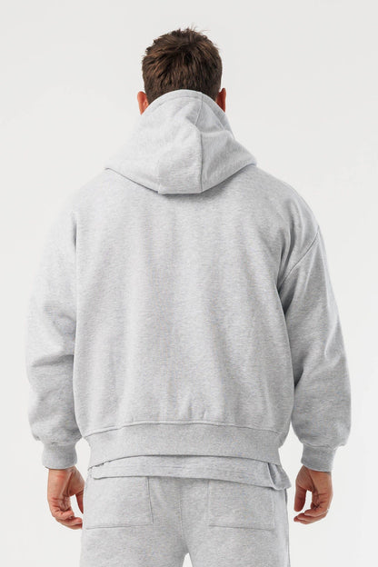 LEGEND LONDON Hoodie - ZIPPED ZIPPED HOODIE - GREY MARL
