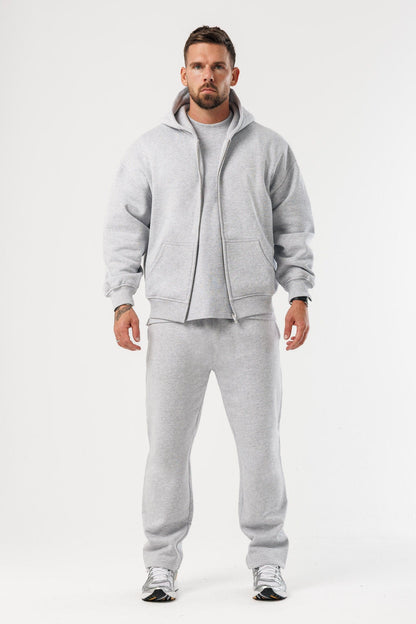 LEGEND LONDON Hoodie - ZIPPED ZIPPED HOODIE - GREY MARL