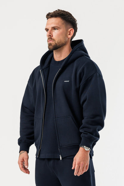LEGEND LONDON Hoodie - ZIPPED ZIPPED HOODIE - NAVY