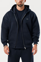 LEGEND LONDON Hoodie - ZIPPED ZIPPED HOODIE - NAVY