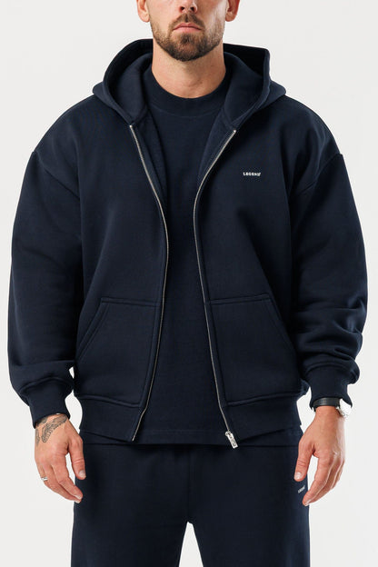 LEGEND LONDON Hoodie - ZIPPED ZIPPED HOODIE - NAVY