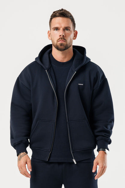LEGEND LONDON Hoodie - ZIPPED ZIPPED HOODIE - NAVY