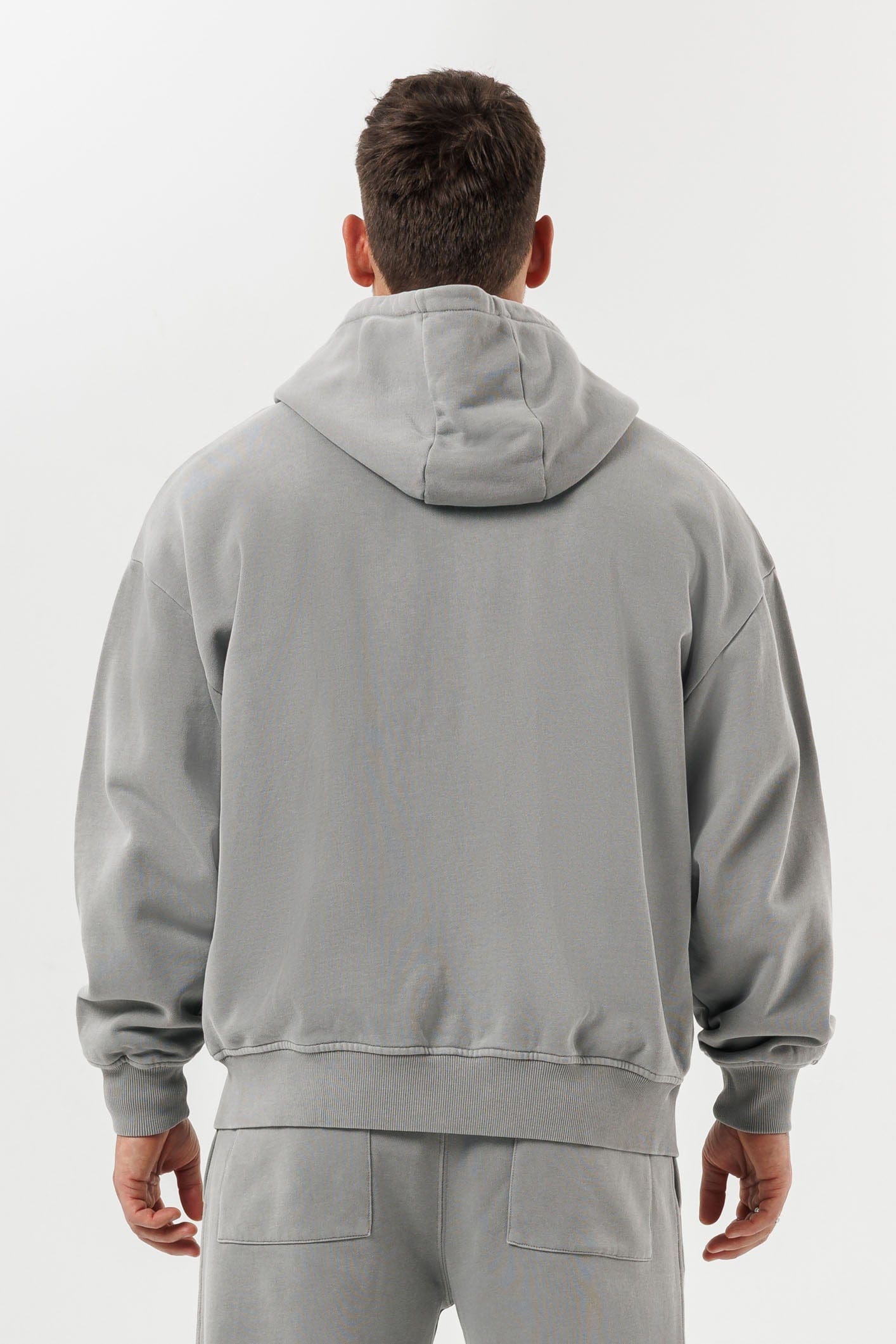 LEGEND LONDON Hoodie - ZIPPED ZIPPED HOODIE - WASHED GREY