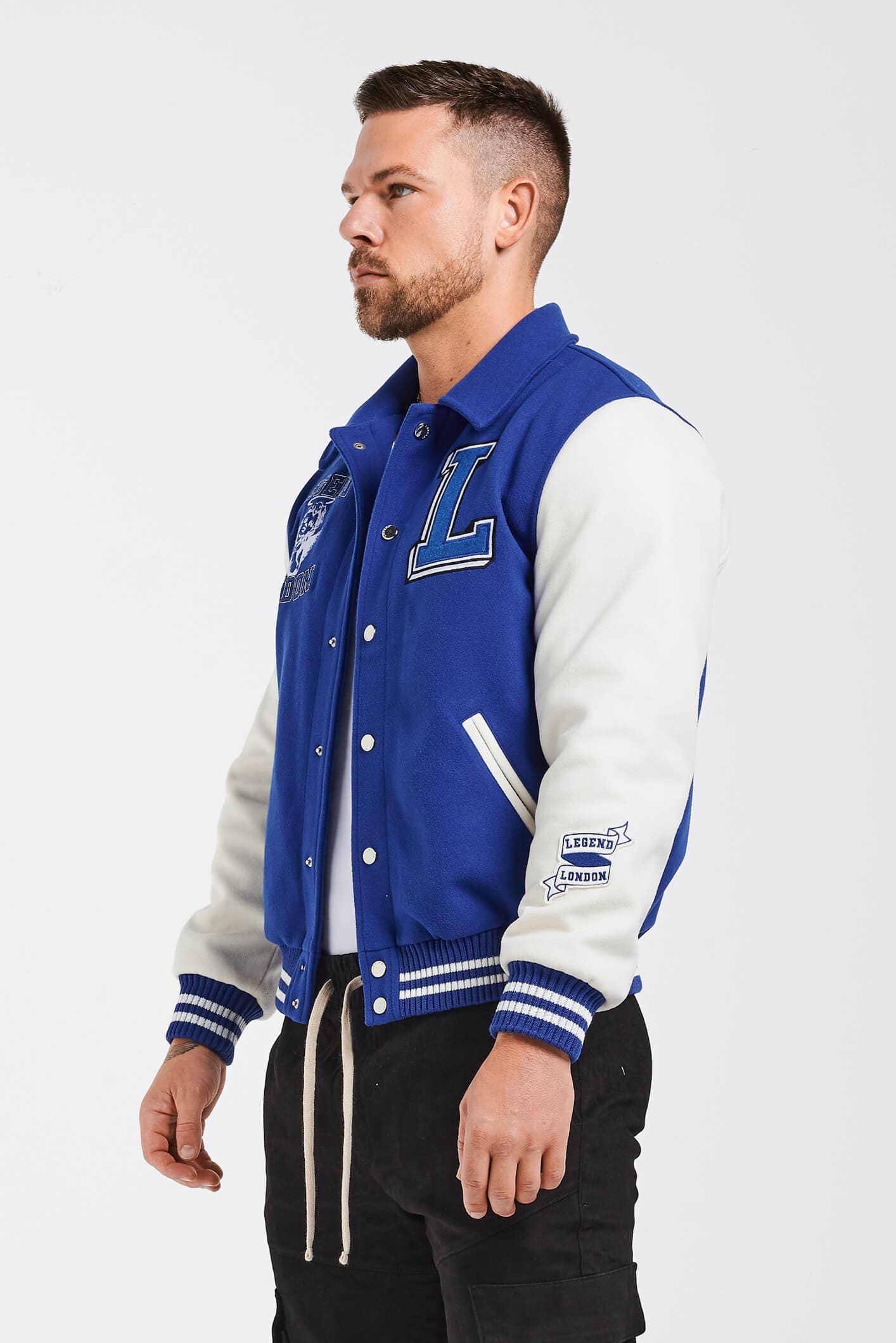 Legend London Jackets ANGELS VARSITY JACKET - BLUE AND WHITE