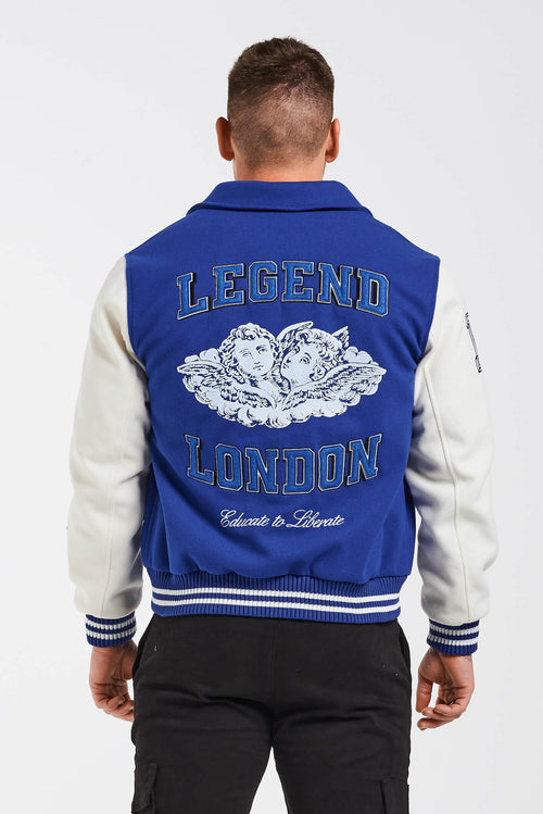 Legend London Jackets ANGELS VARSITY JACKET - BLUE AND WHITE