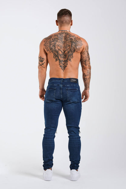 Legend London Jeans - slim 2.0 SLIM FIT JEANS 2.0 DISTRESSED AND PATCHED - DARK BLUE